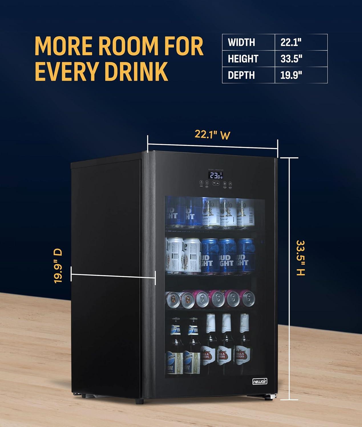 image:imageNewAir 125Can Beer Froster UltraCold Mini Fridge for Bedroom Gaming or Office 23F Beverage Cooler with Turbo amp Party Mode Black125 cans