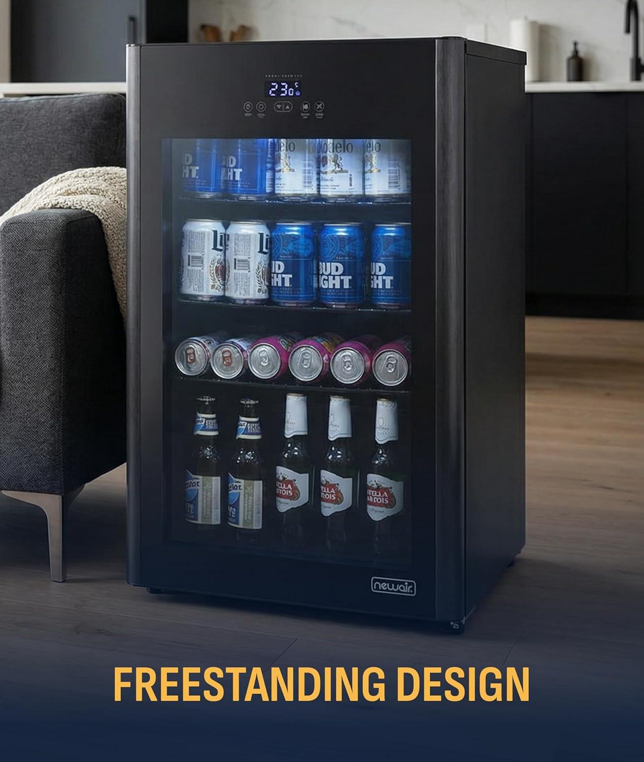 image:imageNewAir 125Can Beer Froster UltraCold Mini Fridge for Bedroom Gaming or Office 23F Beverage Cooler with Turbo amp Party Mode Black125 cans