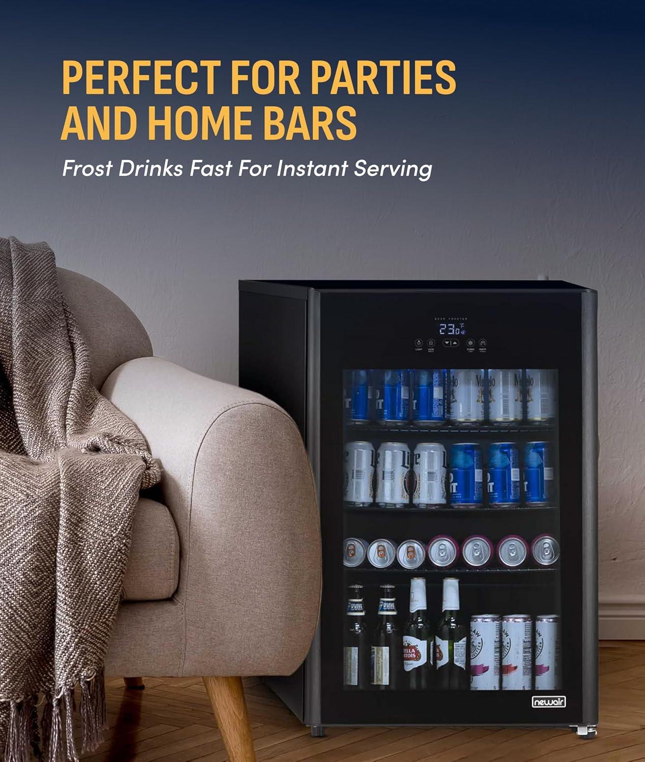 image:imageNewAir 125Can Beer Froster UltraCold Mini Fridge for Bedroom Gaming or Office 23F Beverage Cooler with Turbo amp Party Mode Black125 cans