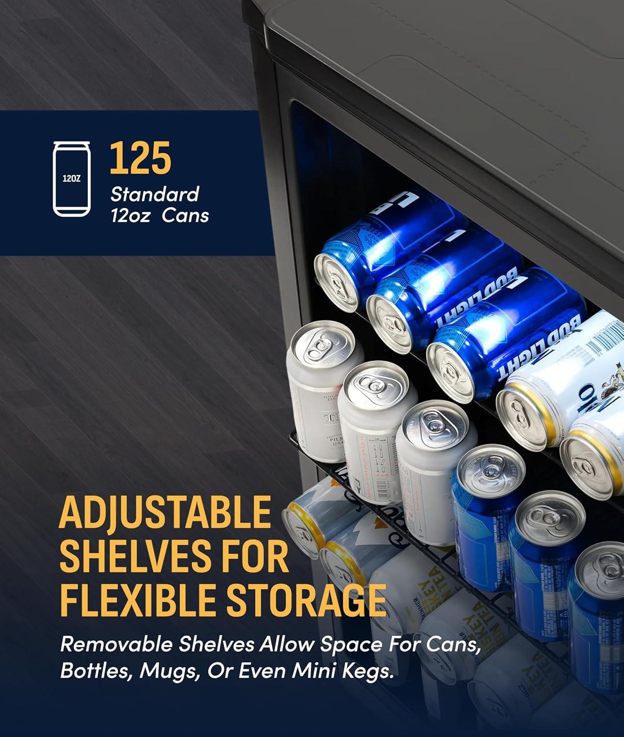 image:imageNewAir 125Can Beer Froster UltraCold Mini Fridge for Bedroom Gaming or Office 23F Beverage Cooler with Turbo amp Party Mode Black125 cans