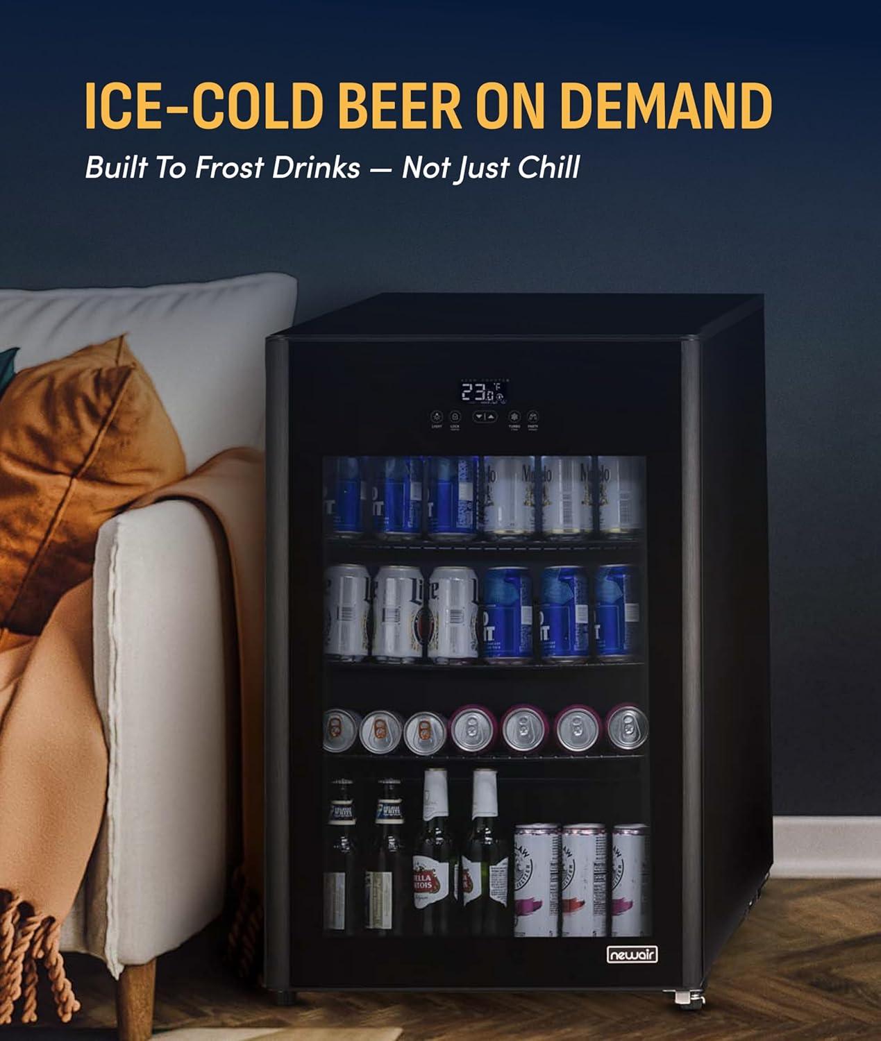 image:imageNewAir 125Can Beer Froster UltraCold Mini Fridge for Bedroom Gaming or Office 23F Beverage Cooler with Turbo amp Party Mode Black125 cans