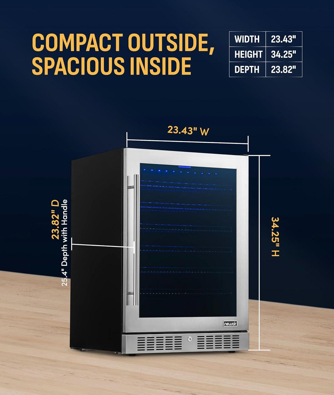 image:imageNewAir 125Can Beer Froster UltraCold Mini Fridge for Bedroom Gaming or Office 23F Beverage Cooler with Turbo amp Party Mode Black224 cans