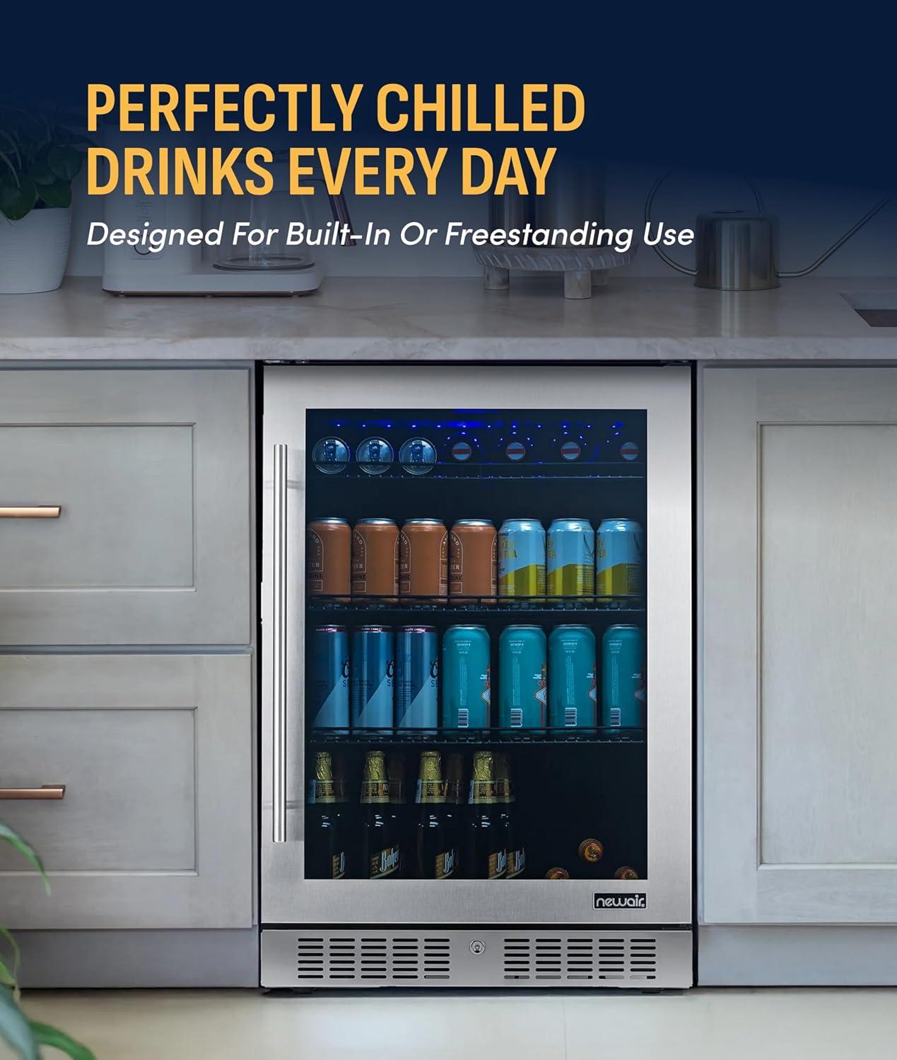 image:imageNewAir 125Can Beer Froster UltraCold Mini Fridge for Bedroom Gaming or Office 23F Beverage Cooler with Turbo amp Party Mode Black224 cans