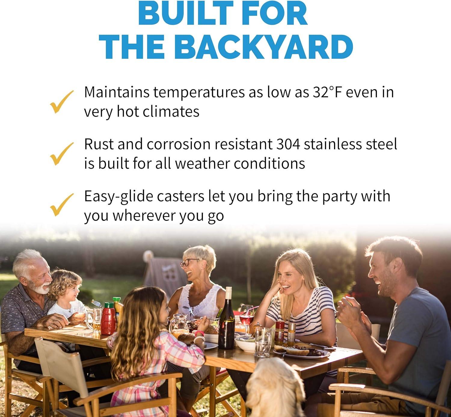 image:imageNewAir 15 Outdoor Beverage Fridge Freestanding or BuiltIn Under counter Refrigerator for Outside Patio Weatherproof Outdoor Fridge for 90 Cans with Detachable Castors Stainless Steel