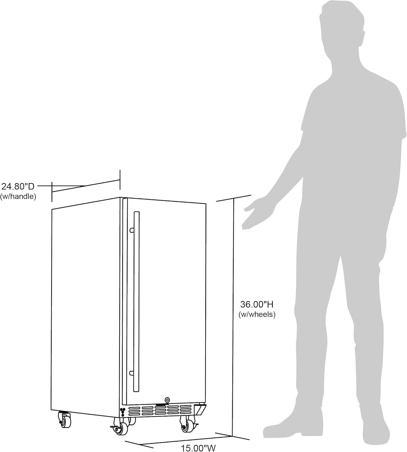 image:imageNewAir 15 Outdoor Beverage Fridge Freestanding or BuiltIn Under counter Refrigerator for Outside Patio Weatherproof Outdoor Fridge for 90 Cans with Detachable Castors Stainless Steel