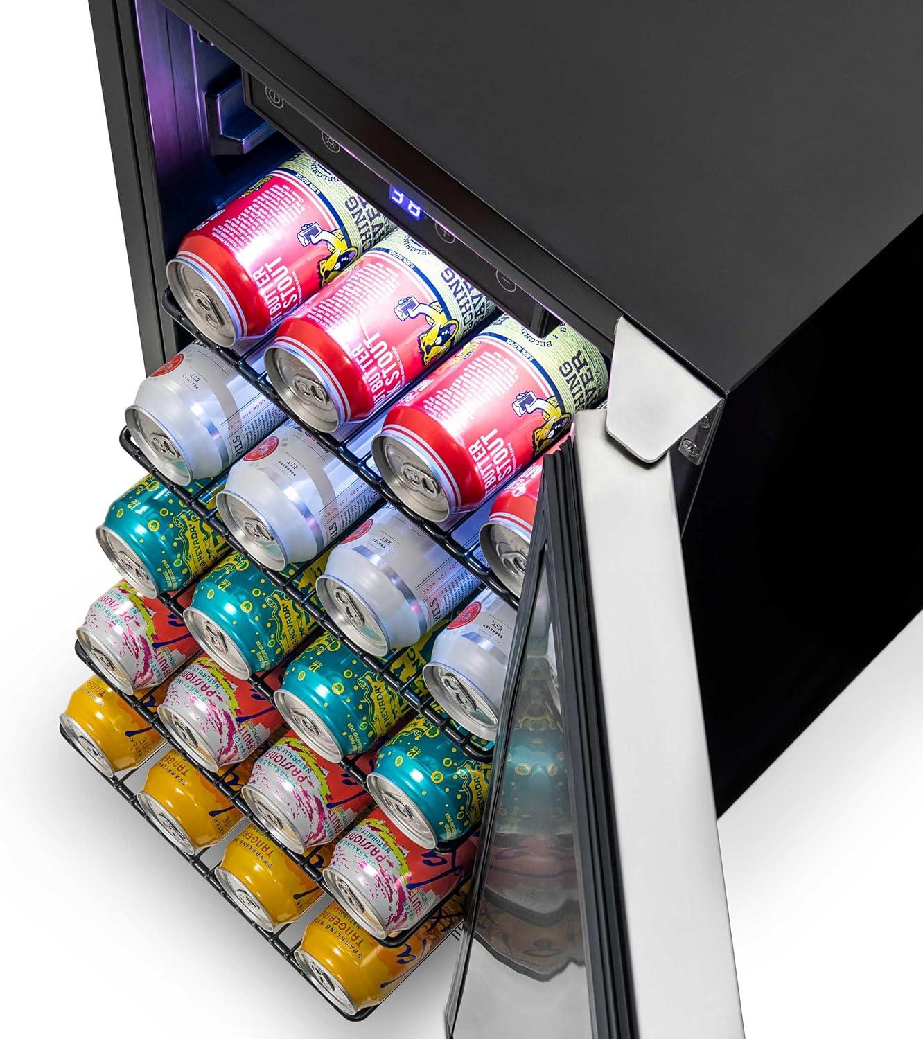 image:imageNewAir 15 Outdoor Beverage Fridge Freestanding or BuiltIn Under counter Refrigerator for Outside Patio Weatherproof Outdoor Fridge for 90 Cans with Detachable Castors Stainless Steel