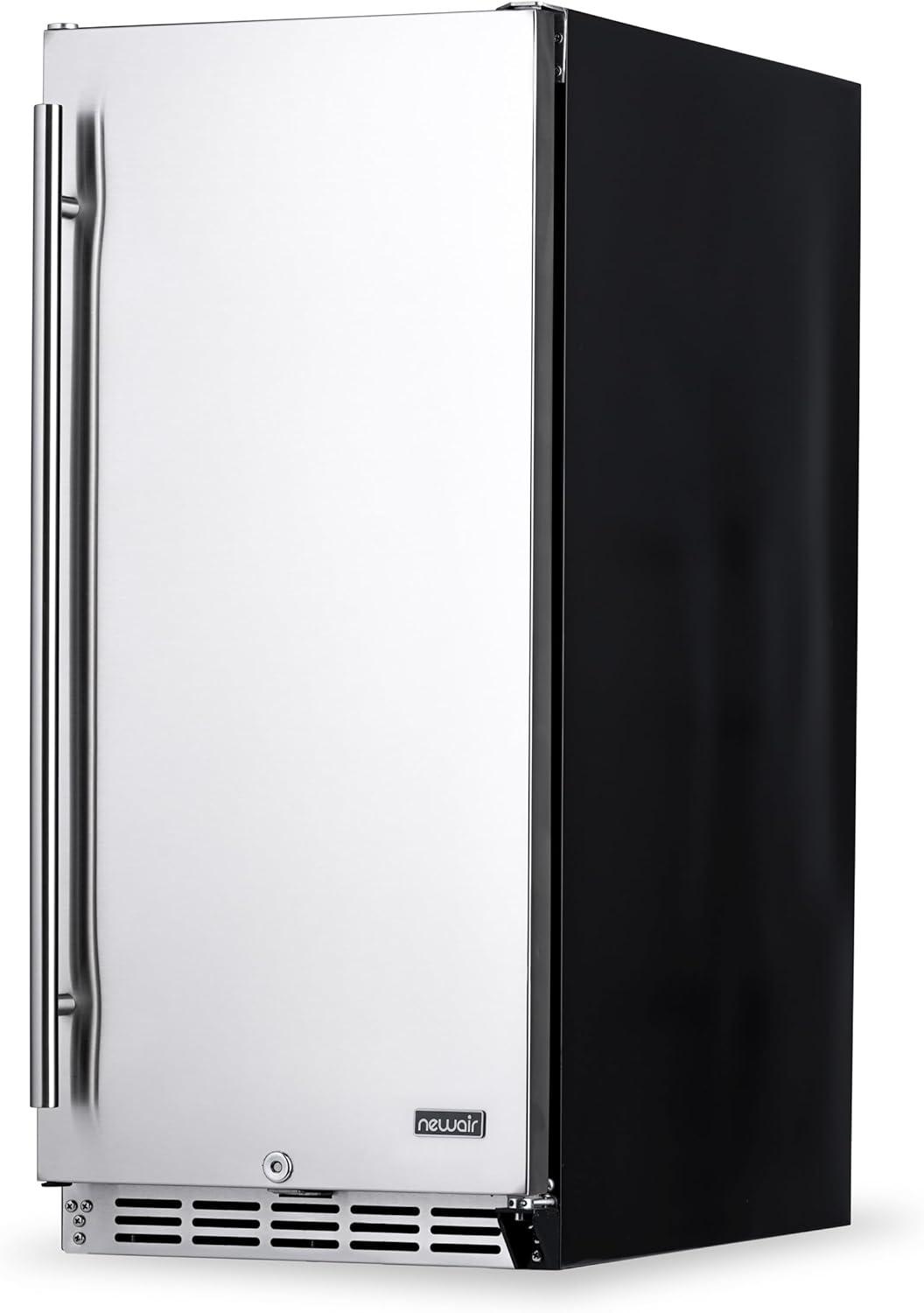 image:imageNewAir 15 Outdoor Beverage Fridge Freestanding or BuiltIn Under counter Refrigerator for Outside Patio Weatherproof Outdoor Fridge for 90 Cans with Detachable Castors Stainless Steel