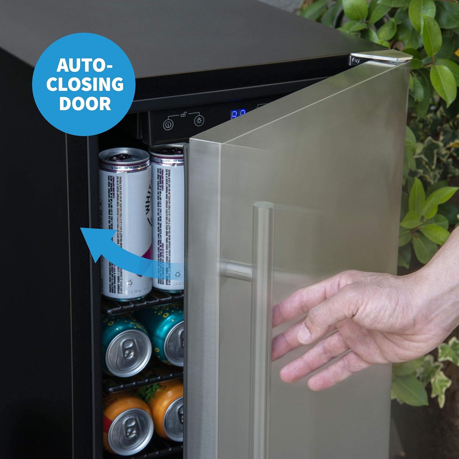 image:imageNewAir 15 Outdoor Beverage Fridge Freestanding or BuiltIn Under counter Refrigerator for Outside Patio Weatherproof Outdoor Fridge for 90 Cans with Detachable Castors Stainless Steel
