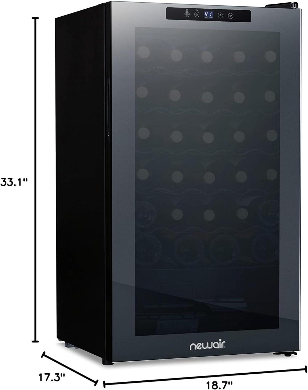 image:imageNewAir 20 Wine Fridge for 51 Bottles BuiltIn or Freestanding Wine Cooler Refrigerator with Glass Door Mirrored DoublePane Design Compressor Cooling amp Adjustable Shelves Black34 Bottle