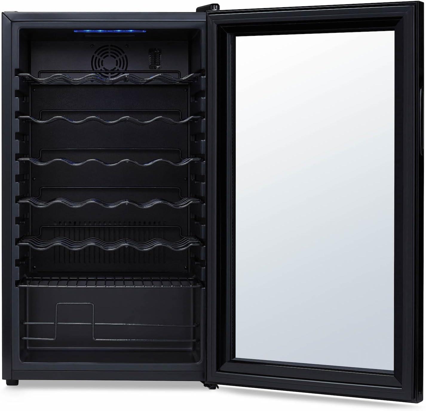 image:imageNewAir 20 Wine Fridge for 51 Bottles BuiltIn or Freestanding Wine Cooler Refrigerator with Glass Door Mirrored DoublePane Design Compressor Cooling amp Adjustable Shelves Black34 Bottle