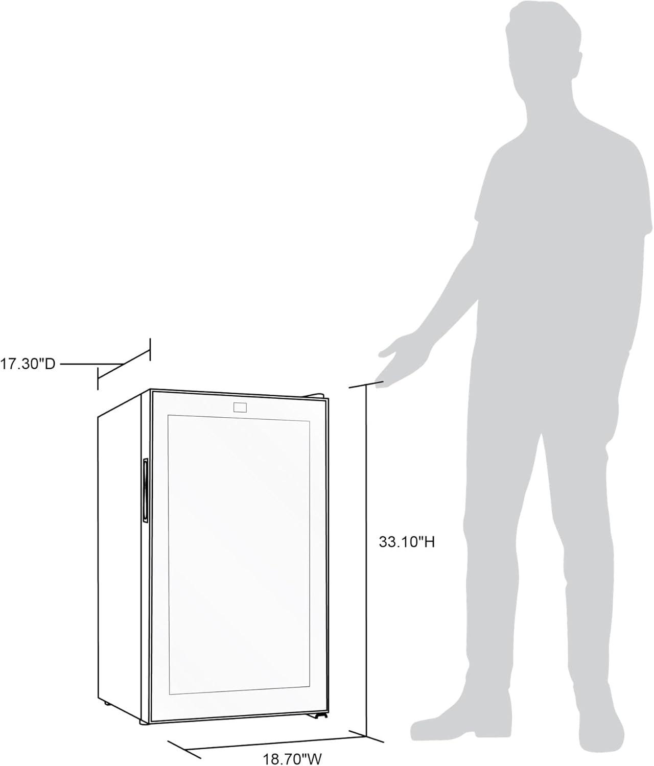 image:imageNewAir 20 Wine Fridge for 51 Bottles BuiltIn or Freestanding Wine Cooler Refrigerator with Glass Door Mirrored DoublePane Design Compressor Cooling amp Adjustable Shelves Black34 Bottle