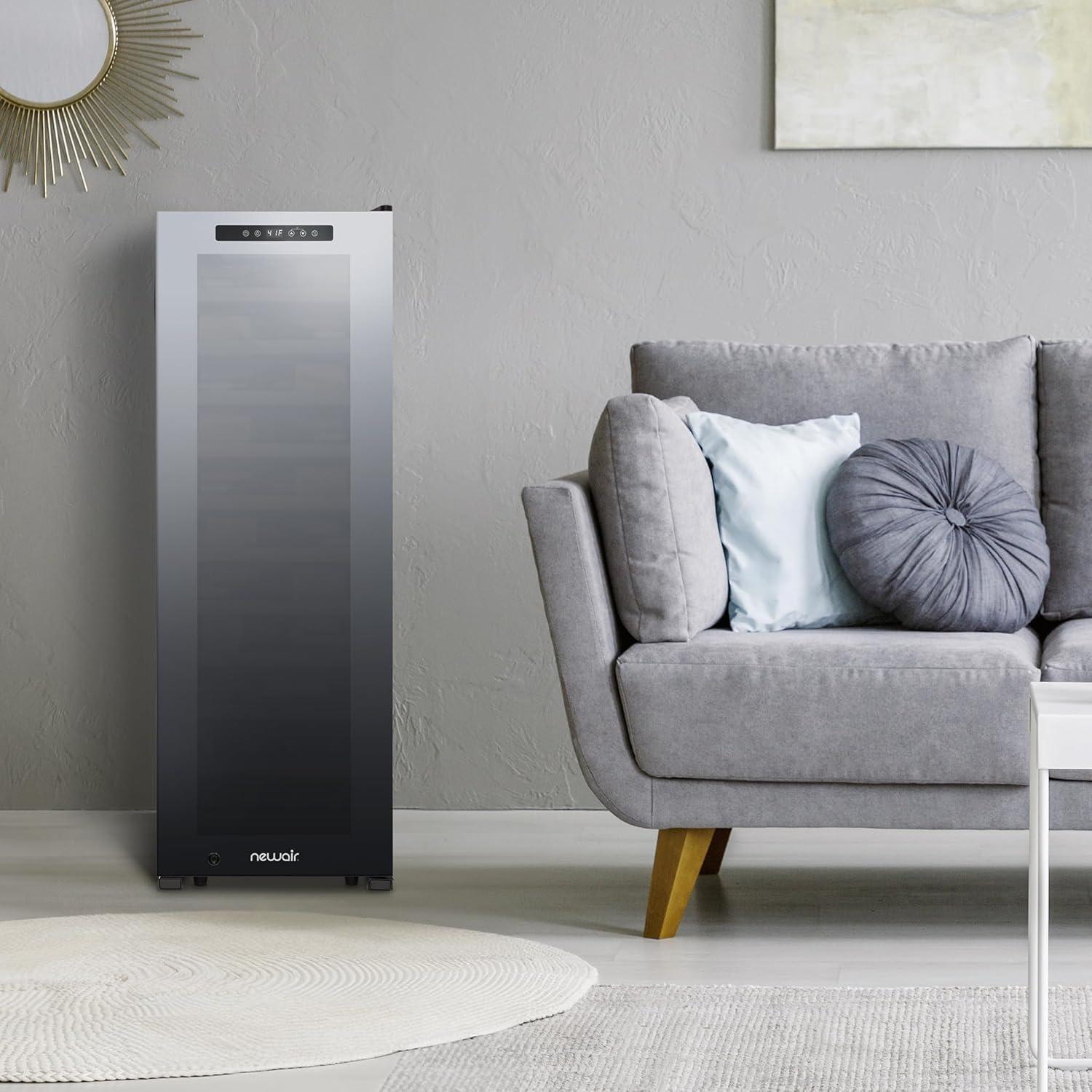 image:imageNewAir 20 Wine Fridge for 51 Bottles BuiltIn or Freestanding Wine Cooler Refrigerator with Glass Door Mirrored DoublePane Design Compressor Cooling amp Adjustable Shelves Black62 Bottle