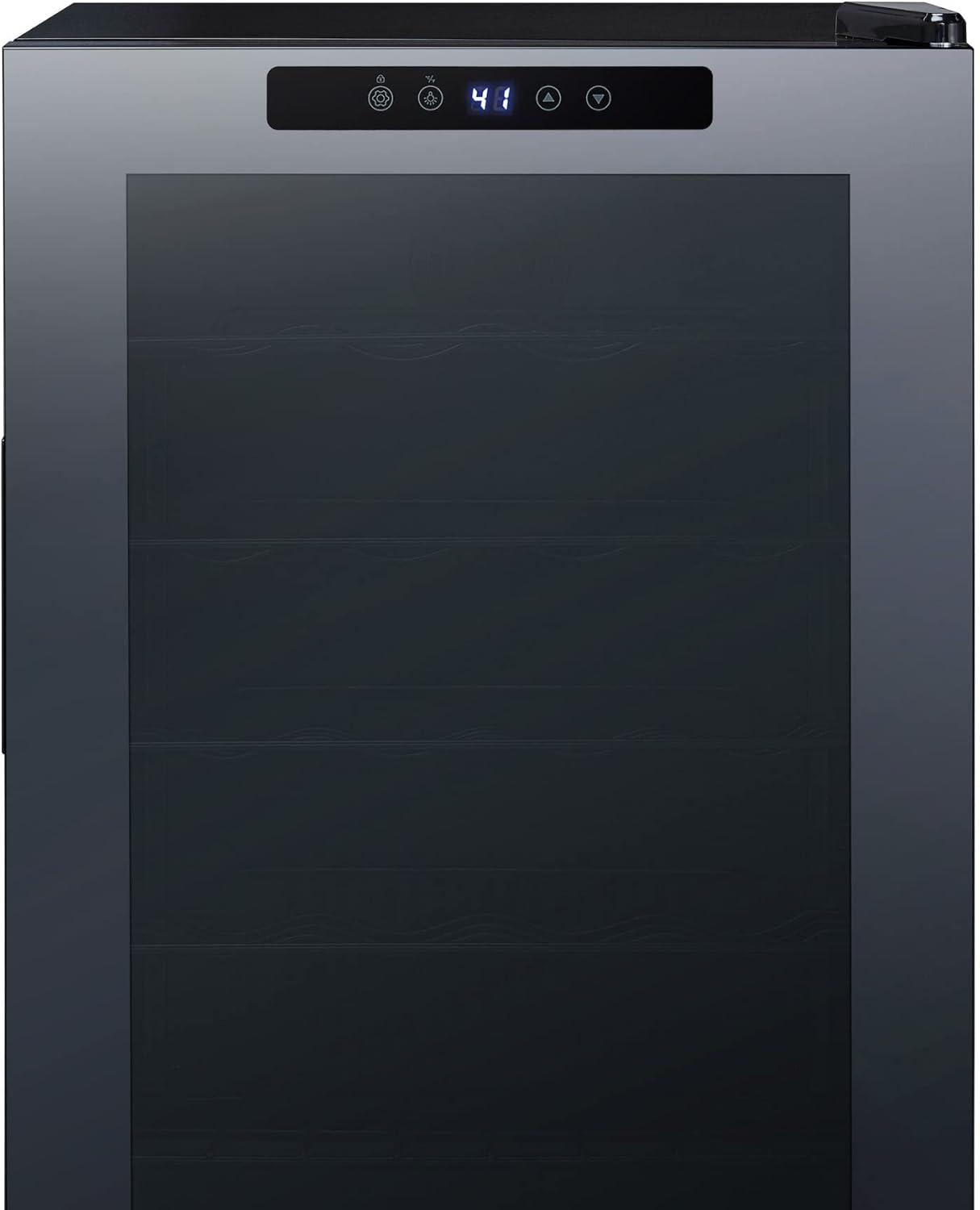 image:imageNewAir 20 Wine Fridge for 51 Bottles BuiltIn or Freestanding Wine Cooler Refrigerator with Glass Door Mirrored DoublePane Design Compressor Cooling amp Adjustable Shelves Black34 Bottle