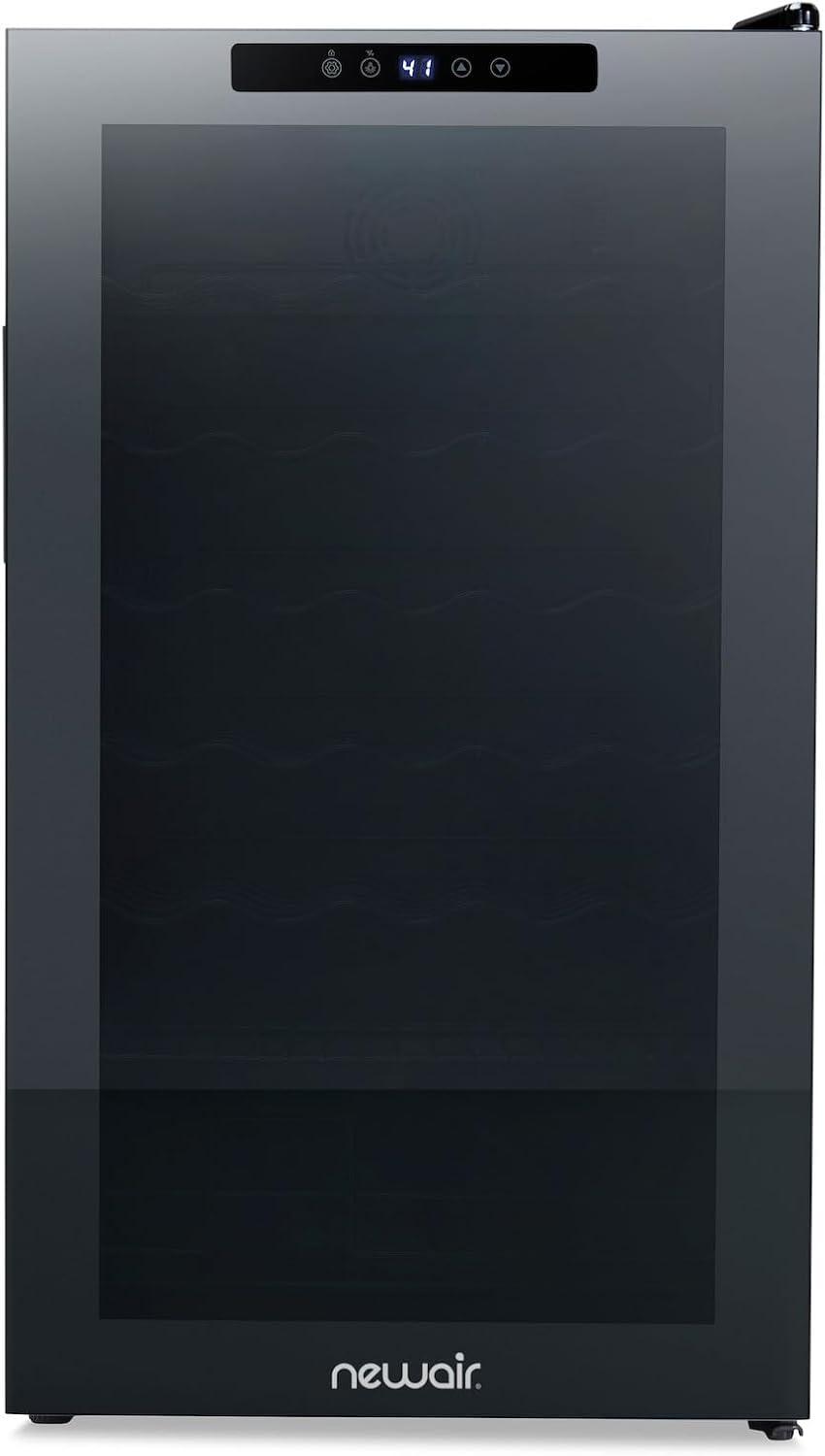 image:imageNewAir 20 Wine Fridge for 51 Bottles BuiltIn or Freestanding Wine Cooler Refrigerator with Glass Door Mirrored DoublePane Design Compressor Cooling amp Adjustable Shelves Black34 Bottle