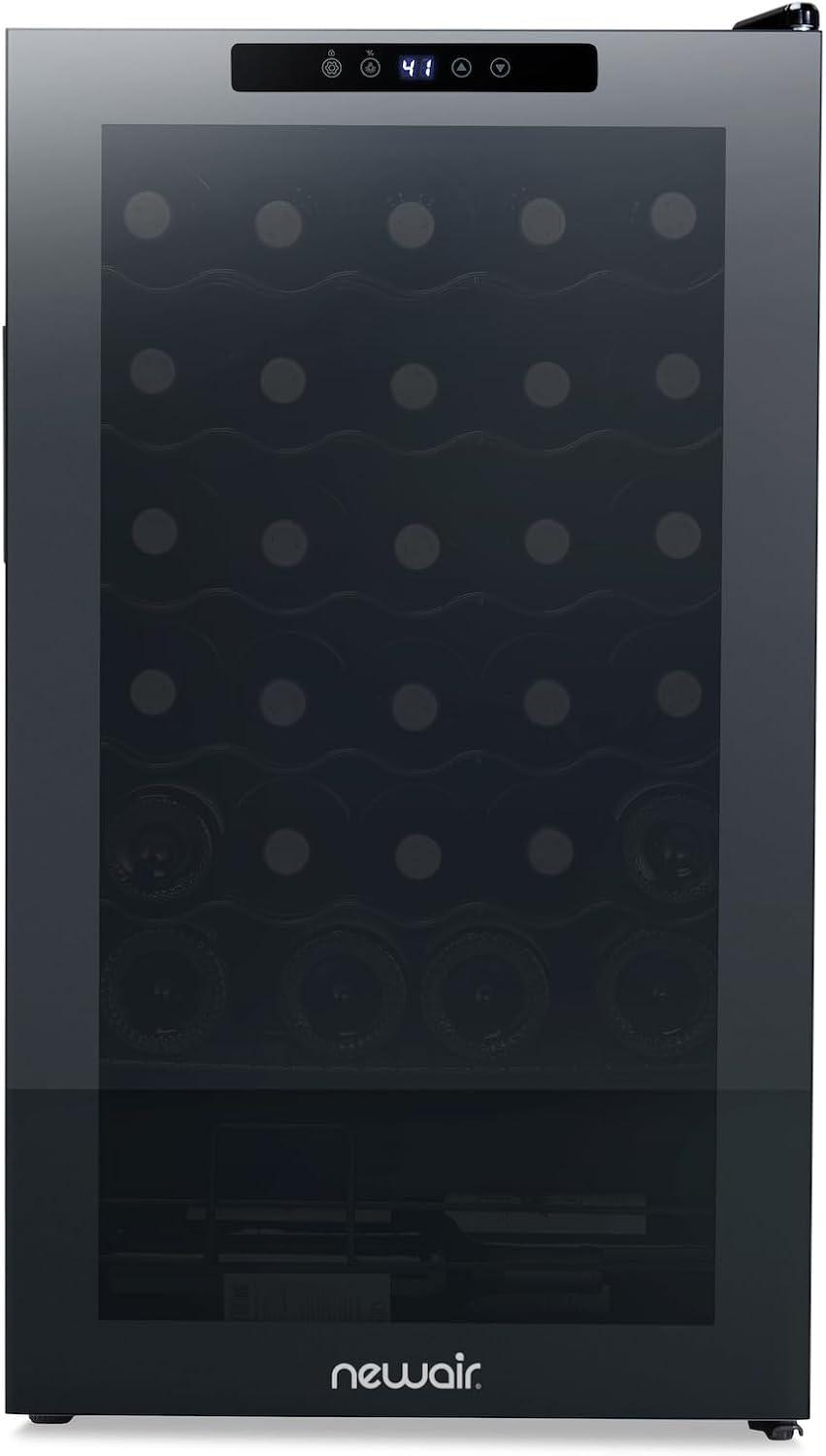 image:imageNewAir 20 Wine Fridge for 51 Bottles BuiltIn or Freestanding Wine Cooler Refrigerator with Glass Door Mirrored DoublePane Design Compressor Cooling amp Adjustable Shelves Black34 Bottle