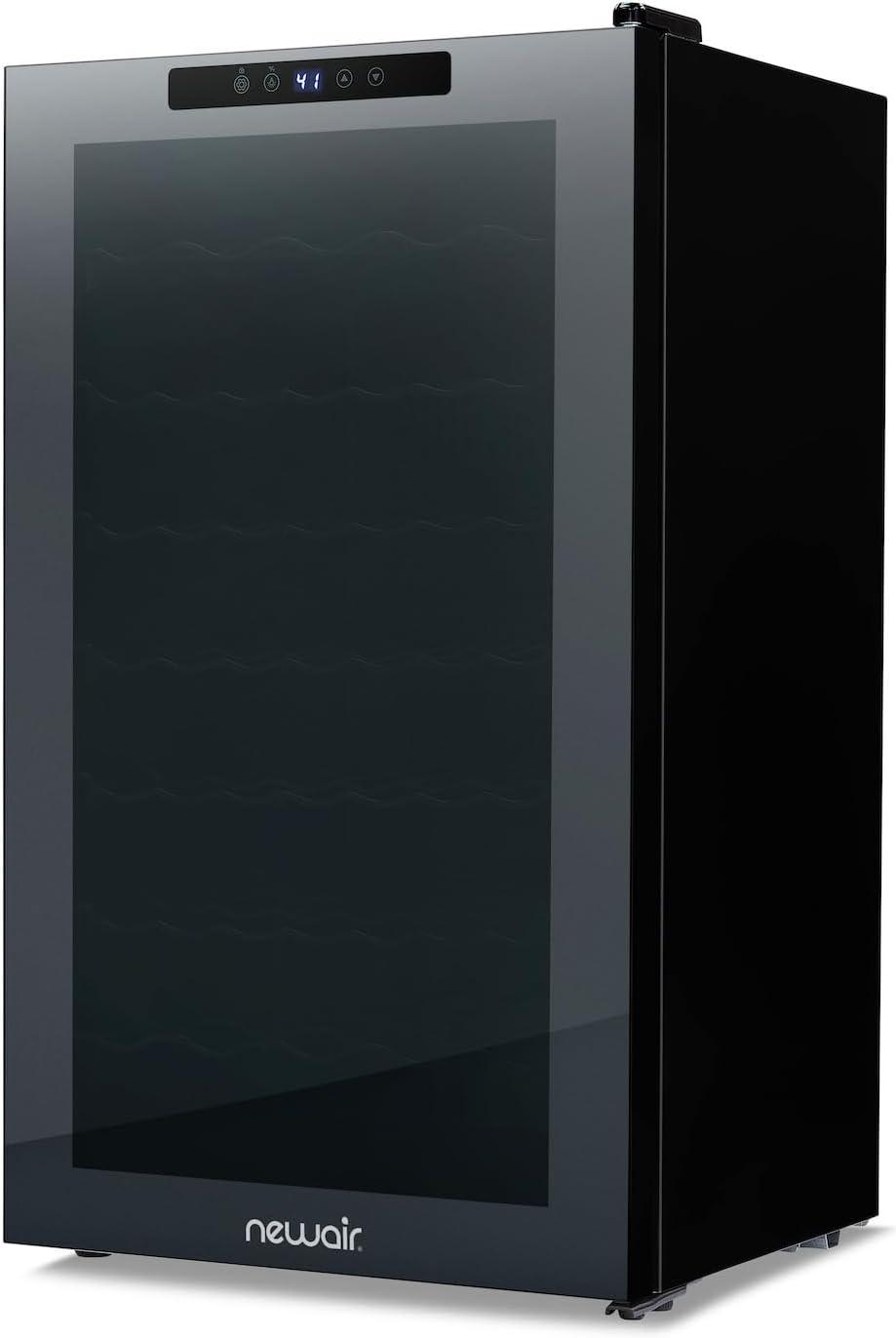 image:imageNewAir 20 Wine Fridge for 51 Bottles BuiltIn or Freestanding Wine Cooler Refrigerator with Glass Door Mirrored DoublePane Design Compressor Cooling amp Adjustable Shelves Black34 Bottle
