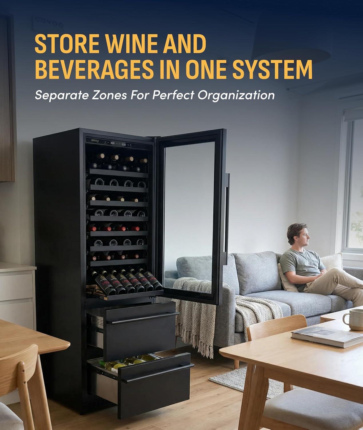 image:imageNewAir 24 Single Zone Beverage amp Wine Fridge Beverage amp Wine Refrigerator for 49 Bottles or 179 Cans Freestanding or BuiltIn Under Counter Mini Fridge for Beer Wine amp Soda Stainless Steel108 Bottles 175 Cans
