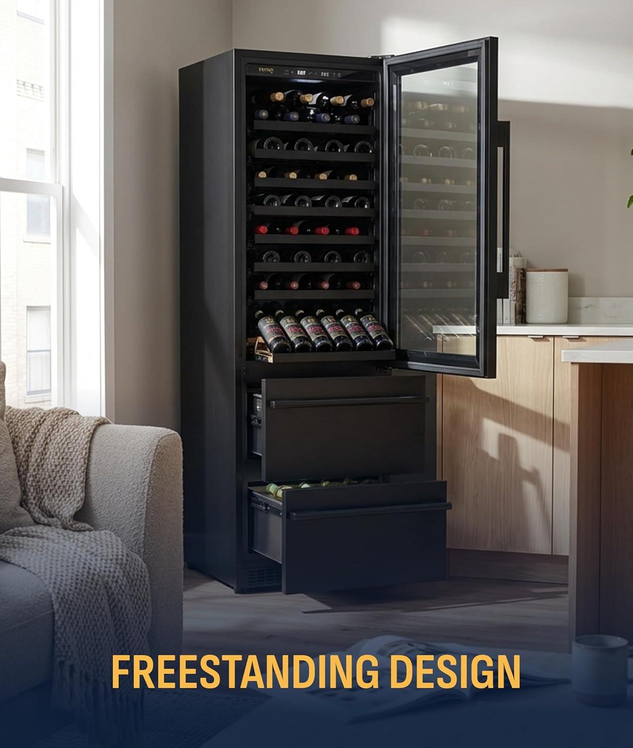 image:imageNewAir 24 Single Zone Beverage amp Wine Fridge Beverage amp Wine Refrigerator for 49 Bottles or 179 Cans Freestanding or BuiltIn Under Counter Mini Fridge for Beer Wine amp Soda Stainless Steel108 Bottles 175 Cans