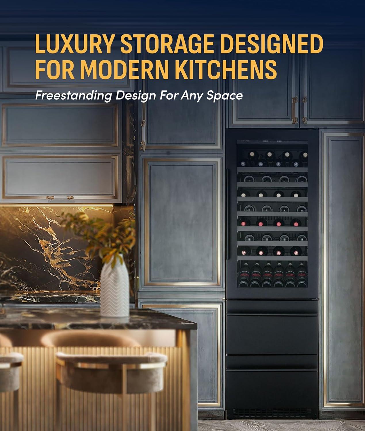 image:imageNewAir 24 Single Zone Beverage amp Wine Fridge Beverage amp Wine Refrigerator for 49 Bottles or 179 Cans Freestanding or BuiltIn Under Counter Mini Fridge for Beer Wine amp Soda Stainless Steel108 Bottles 175 Cans