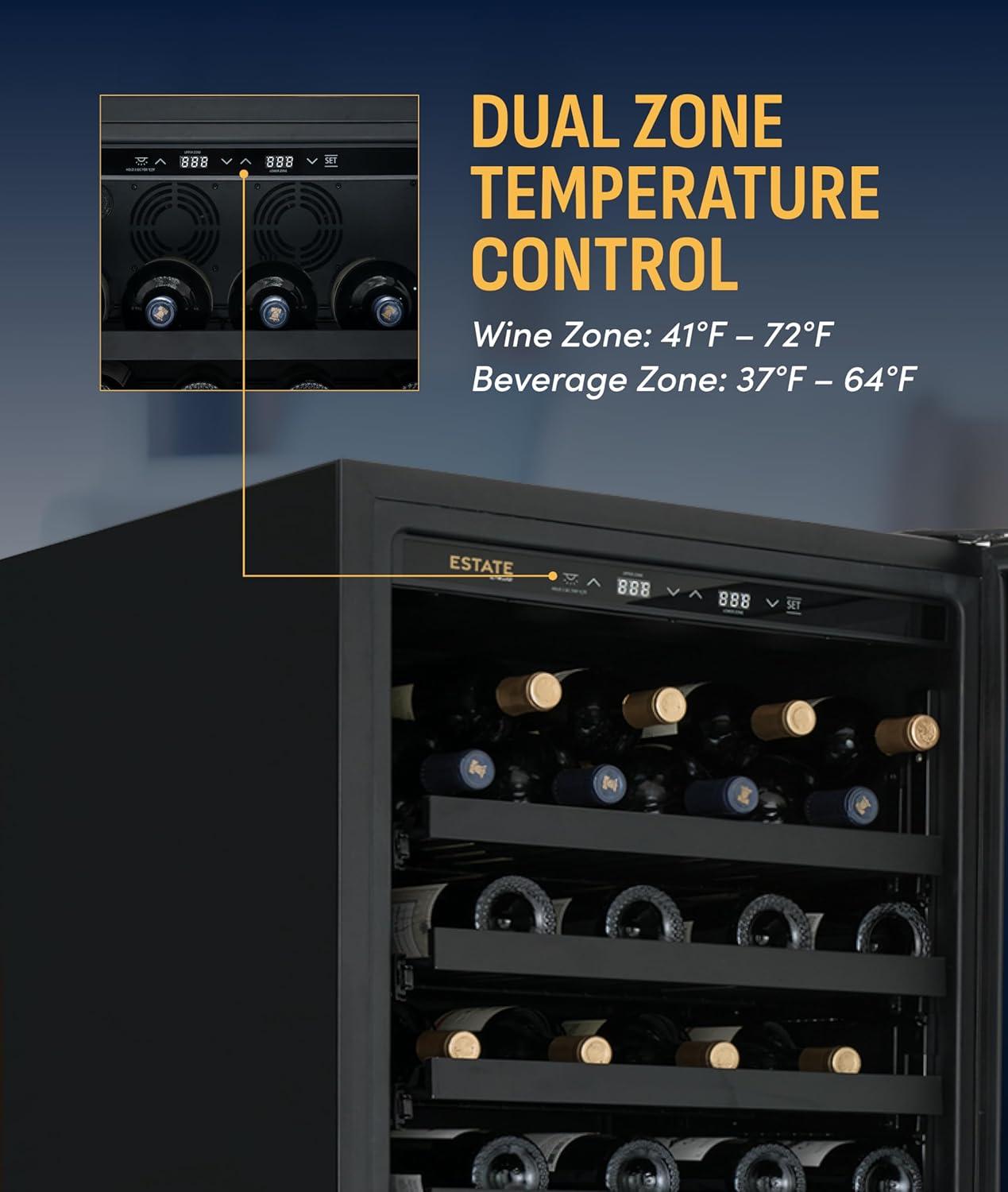 image:imageNewAir 24 Single Zone Beverage amp Wine Fridge Beverage amp Wine Refrigerator for 49 Bottles or 179 Cans Freestanding or BuiltIn Under Counter Mini Fridge for Beer Wine amp Soda Stainless Steel108 Bottles 175 Cans