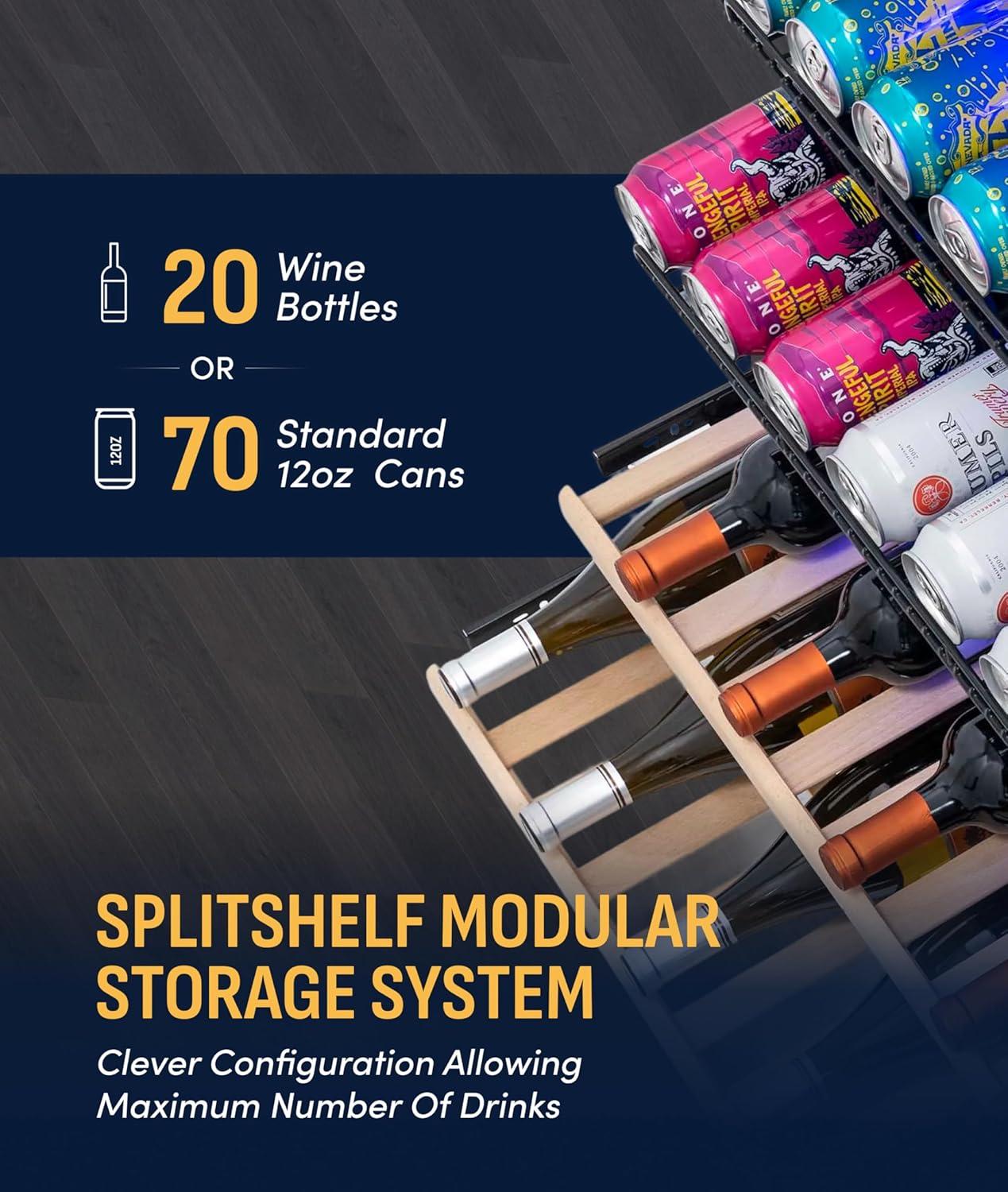 image:imageNewAir 24 Single Zone Beverage amp Wine Fridge Beverage amp Wine Refrigerator for 49 Bottles or 179 Cans Freestanding or BuiltIn Under Counter Mini Fridge for Beer Wine amp Soda Stainless Steel20 Bottles 70 Cans