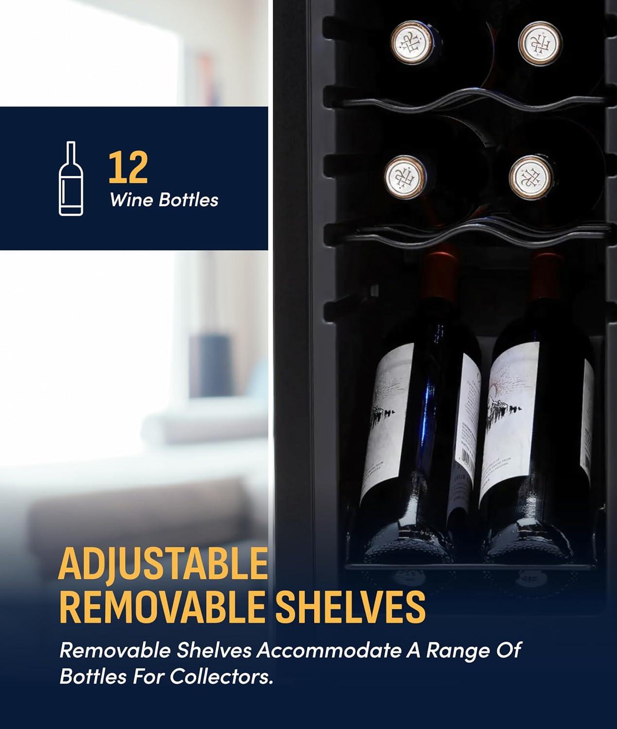 image:imageNewAir ShadowT Series 8 Bottle Thermoelectric Wine Fridge Countertop Wine Refrigerator Mirrored Compact Wine Cellar TripleLayer Glass Door Cooler VibrationFree amp UltraQuiet Cooling12 Bottle