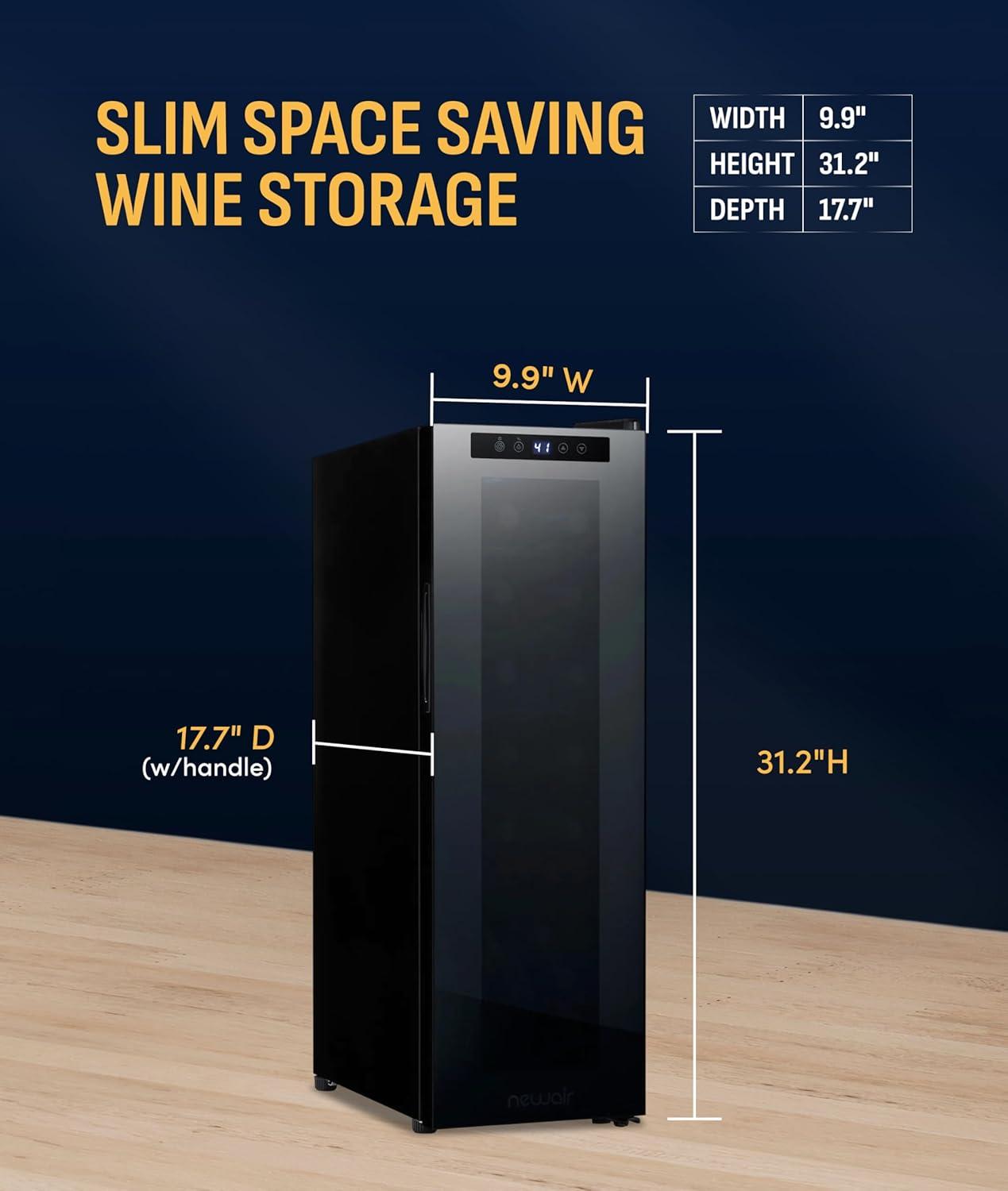 image:imageNewAir ShadowT Series 8 Bottle Thermoelectric Wine Fridge Countertop Wine Refrigerator Mirrored Compact Wine Cellar TripleLayer Glass Door Cooler VibrationFree amp UltraQuiet Cooling12 Bottle