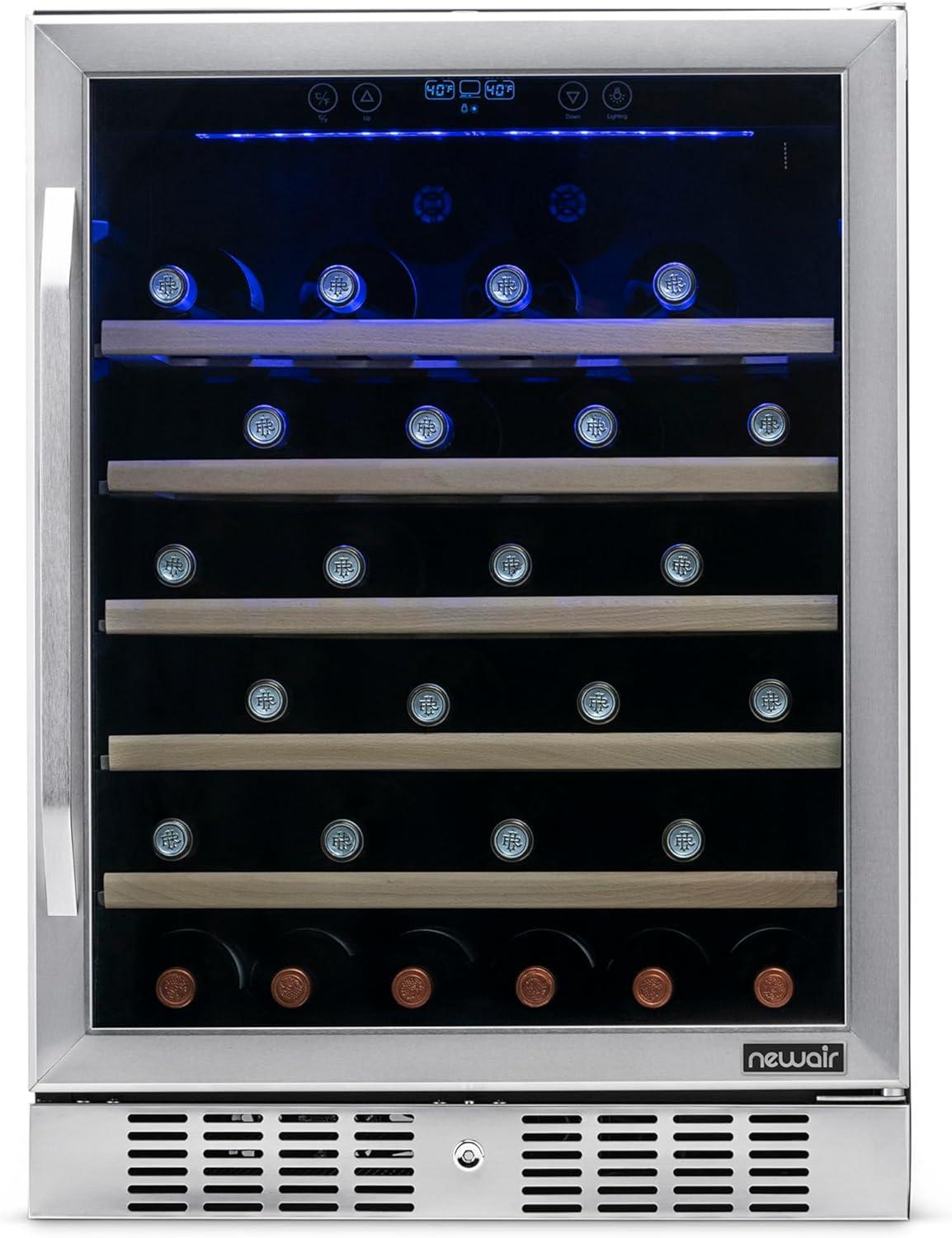 image:imageNewair 24 Wine Cooler Refrigerator Large 116 Bottle Builtin or Freestanding Dual Zone Wine Cellar in Stainless Steel with Precision Thermostat Full Extension Beechwood ShelvesStainless Steel