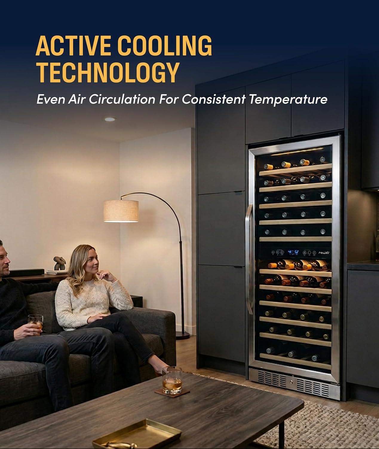 image:imageNewair 24 Wine Cooler Refrigerator Large 116 Bottle Builtin or Freestanding Dual Zone Wine Cellar in Stainless Steel with Precision Thermostat Full Extension Beechwood ShelvesStainless Steel