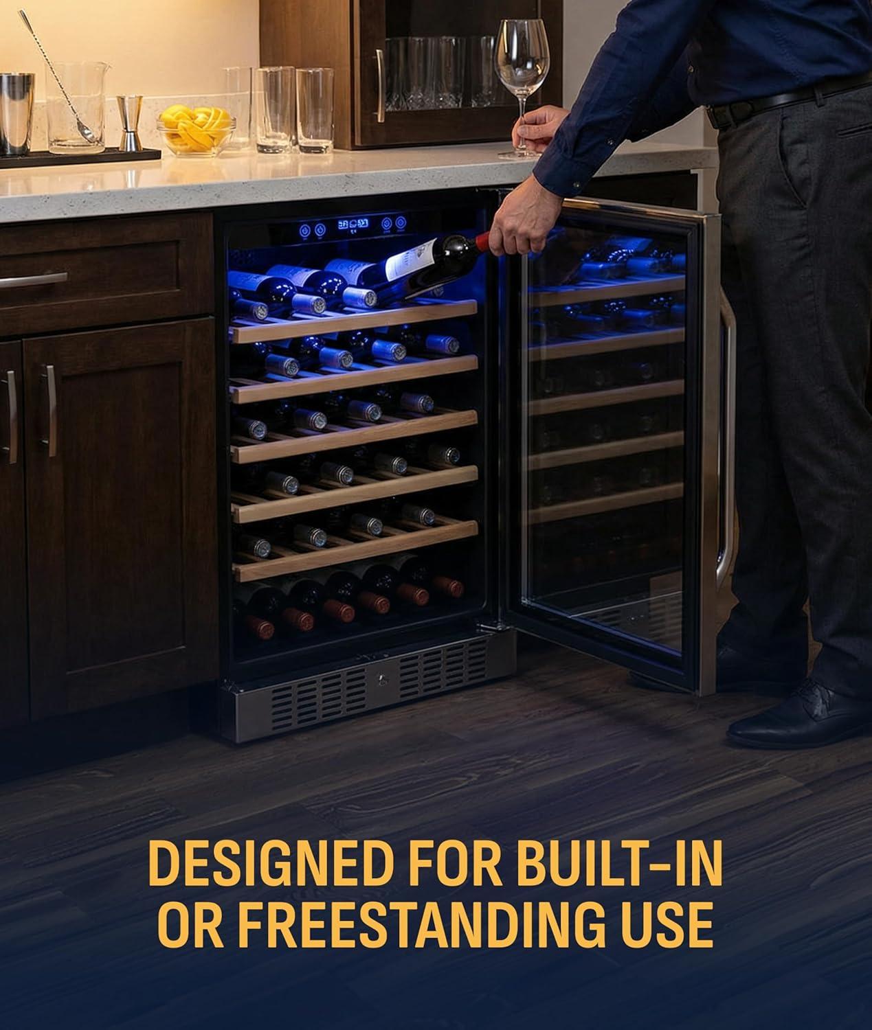 image:imageNewair 24 Wine Cooler Refrigerator Large 116 Bottle Builtin or Freestanding Dual Zone Wine Cellar in Stainless Steel with Precision Thermostat Full Extension Beechwood ShelvesStainless Steel