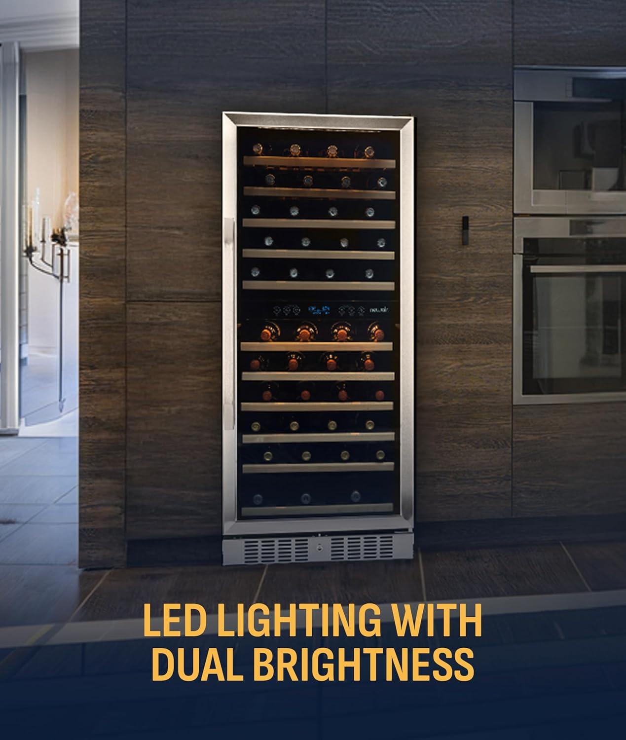image:imageNewair 24 Wine Cooler Refrigerator Large 116 Bottle Builtin or Freestanding Dual Zone Wine Cellar in Stainless Steel with Precision Thermostat Full Extension Beechwood ShelvesStainless Steel