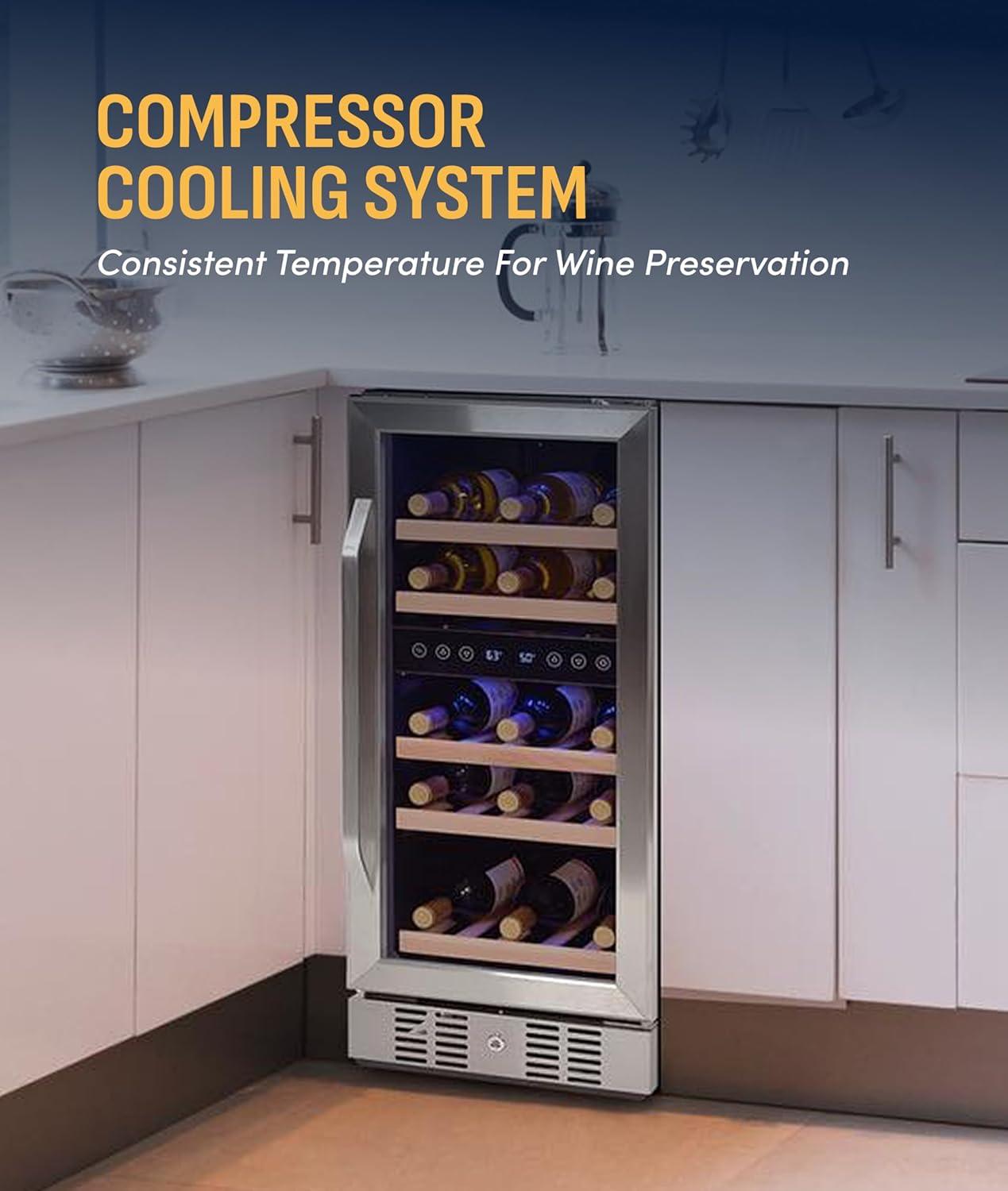 image:imageNewair 24 Wine Cooler Refrigerator Large 116 Bottle Builtin or Freestanding Dual Zone Wine Cellar in Stainless Steel with Precision Thermostat Full Extension Beechwood ShelvesStainless Steel