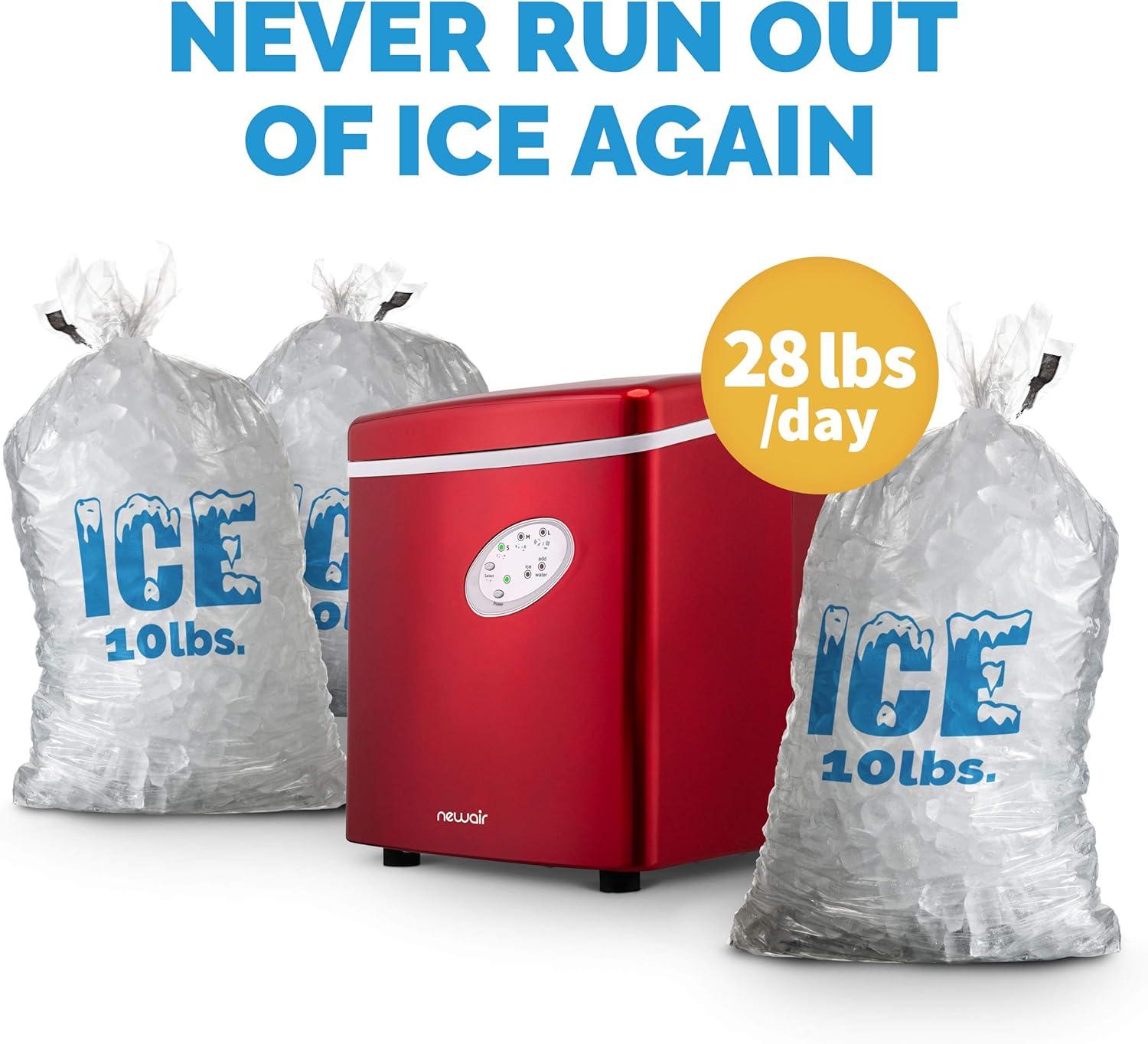 image:imageNewair Bullet Ice Machine 28 lbsDay Countertop Ice Maker BPA Free Portable Ice Maker Machine 3 Size Ice Cube Maker Ideal for Home Office Kitchen or Bar Red