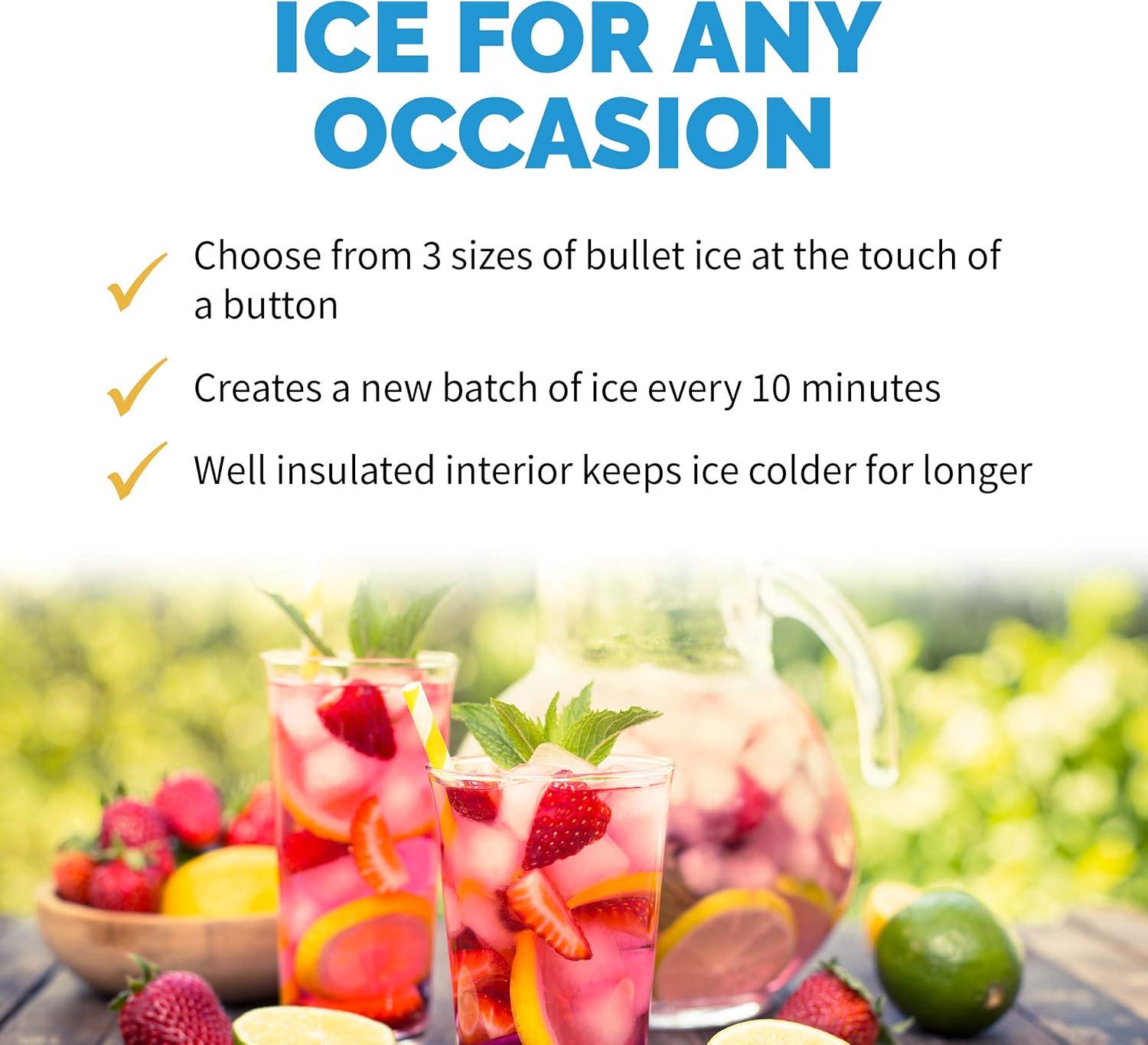 image:imageNewair Bullet Ice Machine 28 lbsDay Countertop Ice Maker BPA Free Portable Ice Maker Machine 3 Size Ice Cube Maker Ideal for Home Office Kitchen or Bar Red