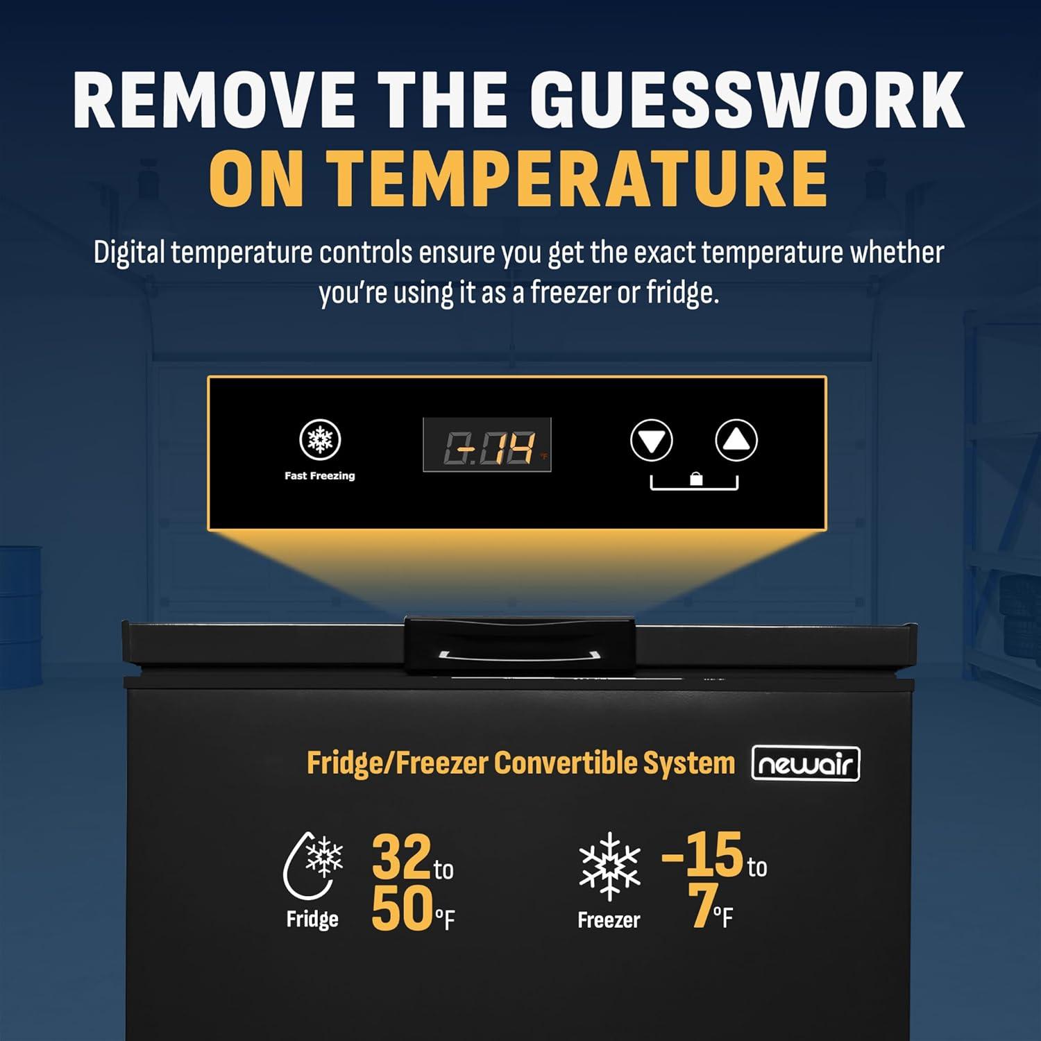 image:imageNewair Mini Deep Freezer Chest 5 Cu Ft GarageReady Chest Freezer with Digital Temperature Control Fast Freeze Mode and LED Light Black BlackBlack