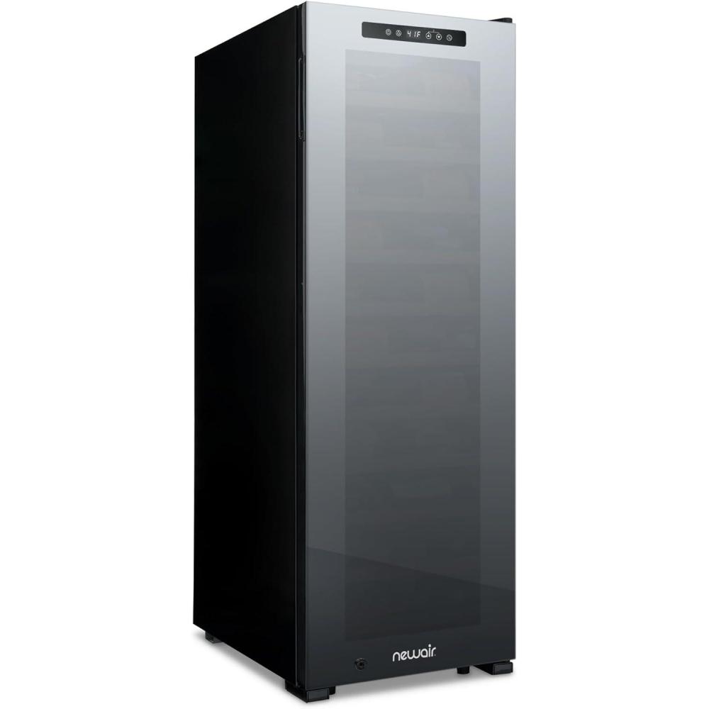 image:imageNewAir 20 Wine Fridge for 51 Bottles BuiltIn or Freestanding Wine Cooler Refrigerator with Glass Door Mirrored DoublePane Design Compressor Cooling amp Adjustable Shelves Black62 Bottle