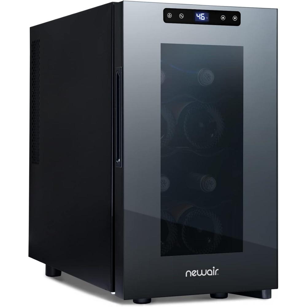 image:imageNewAir ShadowT Series 8 Bottle Thermoelectric Wine Fridge Countertop Wine Refrigerator Mirrored Compact Wine Cellar TripleLayer Glass Door Cooler VibrationFree amp UltraQuiet Cooling8 bottles
