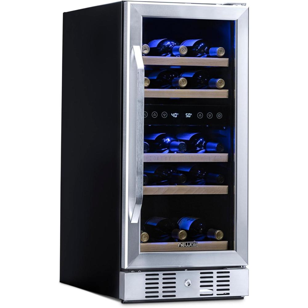 image:imageNewair 24 Wine Cooler Refrigerator Large 116 Bottle Builtin or Freestanding Dual Zone Wine Cellar in Stainless Steel with Precision Thermostat Full Extension Beechwood ShelvesStainless Steel