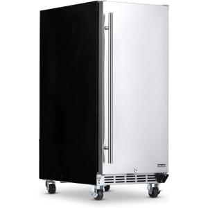 image:imageNewAir 15 Outdoor Beverage Fridge  Freestanding or BuiltIn Under counter Refrigerator for Outside Patio  Weatherproof Outdoor Fridge for 90 Cans with Detachable Castors  Stainless Steel