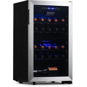 image:imageNewAir 19 Dual Zone Wine Fridge for 28 Bottles  BuiltIn or Freestanding Wine Cooler Refrigerator with Glass Door  Quiet Compressor Cooling amp Exterior Digital Thermostat  Stainless SteelStainless Steel