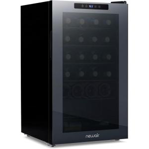 image:imageNewAir 20 Wine Fridge for 51 Bottles  BuiltIn or Freestanding Wine Cooler Refrigerator with Glass Door  Mirrored DoublePane Design Compressor Cooling amp Adjustable Shelves  Black24 Bottle