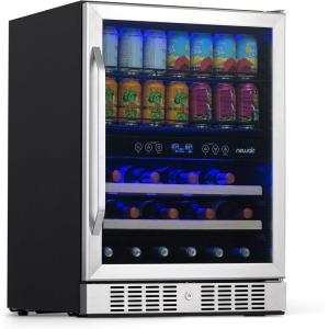 image:imageNewAir 24 Single Zone Beverage amp Wine Fridge  Beverage amp Wine Refrigerator for 49 Bottles or 179 Cans  Freestanding or BuiltIn Under Counter Mini Fridge for Beer Wine amp Soda  Stainless Steel20 Bottles  70 Cans