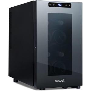 image:imageNewAir ShadowT Series 8 Bottle Thermoelectric Wine Fridge Countertop Wine Refrigerator Mirrored Compact Wine Cellar TripleLayer Glass Door Cooler VibrationFree amp UltraQuiet Cooling8 bottles
