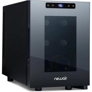 image:imageNewAir ShadowT Series 8 Bottle Thermoelectric Wine Fridge Countertop Wine Refrigerator Mirrored Compact Wine Cellar TripleLayer Glass Door Cooler VibrationFree amp UltraQuiet Cooling6 bottles