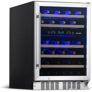 image:imageNewair 24 Wine Cooler Refrigerator Large 116 Bottle Builtin or Freestanding Dual Zone Wine Cellar in Stainless Steel with Precision Thermostat Full Extension Beechwood ShelvesStainless Steel Recessed Kickplate