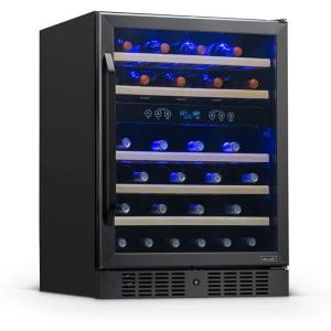 image:imageNewair 24 Wine Cooler Refrigerator Large 116 Bottle Builtin or Freestanding Dual Zone Wine Cellar in Stainless Steel with Precision Thermostat Full Extension Beechwood ShelvesBlack Stainless Steel