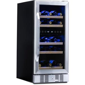 image:imageNewair 24 Wine Cooler Refrigerator Large 116 Bottle Builtin or Freestanding Dual Zone Wine Cellar in Stainless Steel with Precision Thermostat Full Extension Beechwood ShelvesStainless Steel