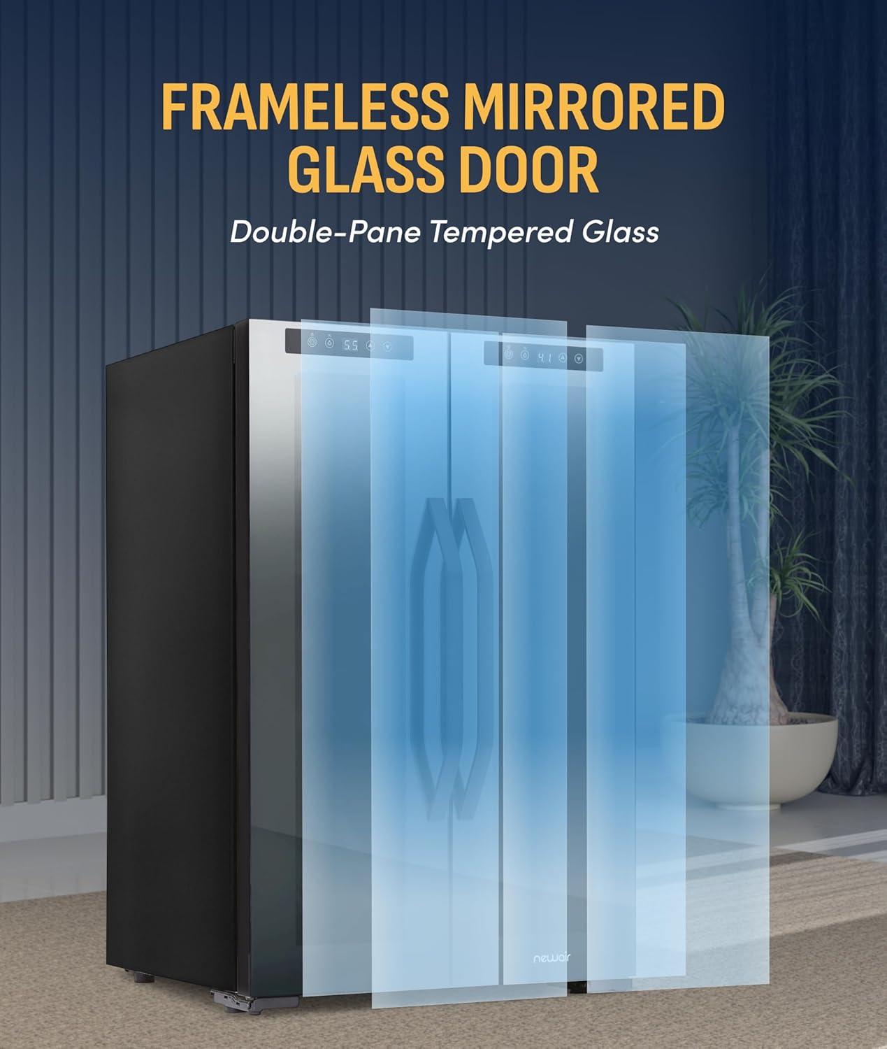 image:imageNewAir 20 Dual Zone Beverage Refrigerator amp Wine Cooler for 12 Bottles amp 39 Cans Freestanding or BuiltIn Under Counter Mini Fridge for Beer Wine and Soda Black12 Bottle 39 Can