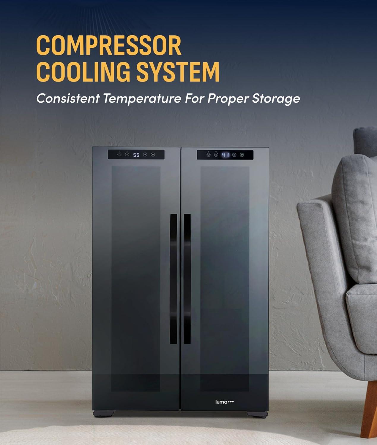 image:imageNewAir 20 Dual Zone Beverage Refrigerator amp Wine Cooler for 12 Bottles amp 39 Cans Freestanding or BuiltIn Under Counter Mini Fridge for Beer Wine and Soda Black12 Bottle 39 Can