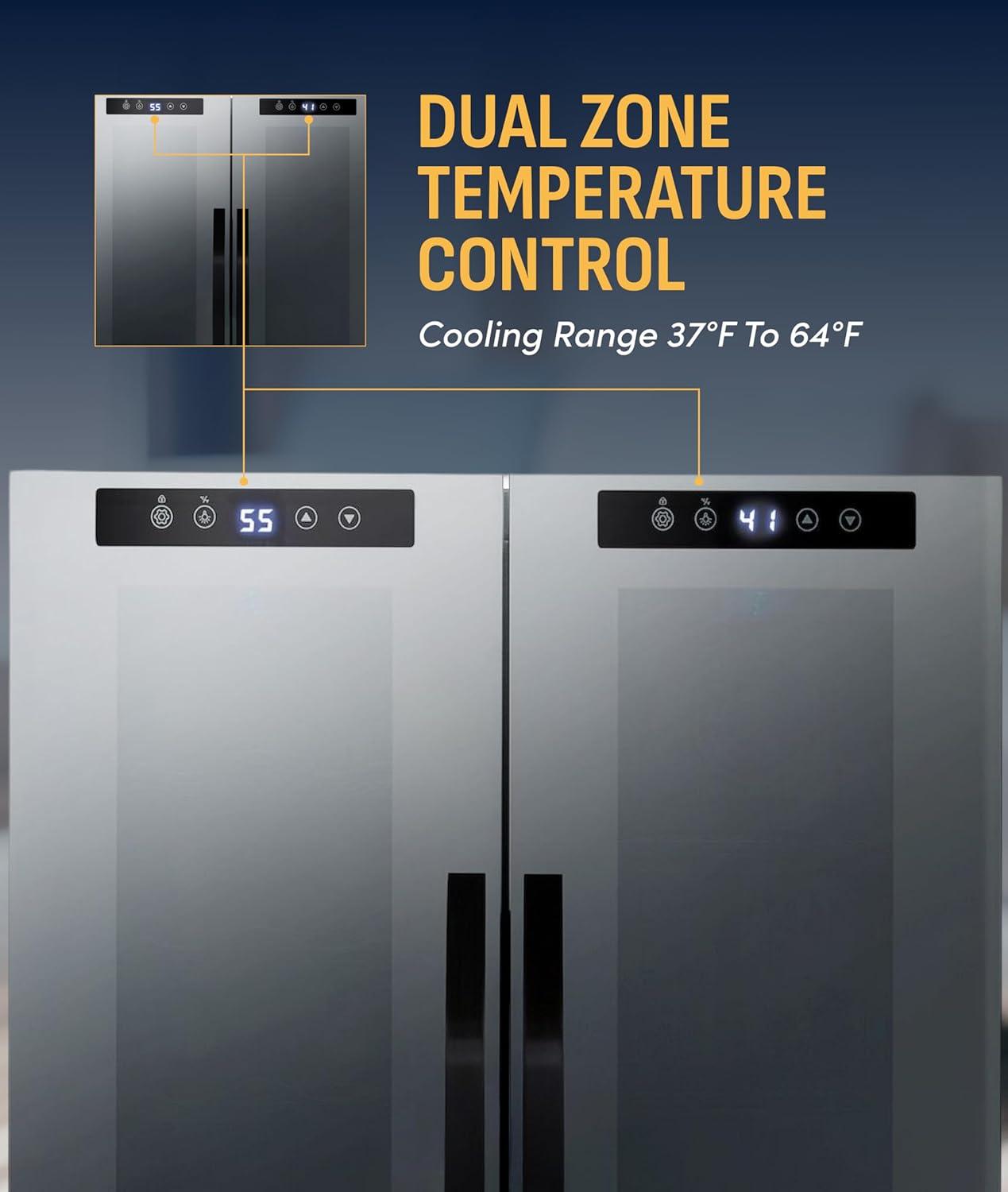 image:imageNewAir 20 Dual Zone Beverage Refrigerator amp Wine Cooler for 12 Bottles amp 39 Cans Freestanding or BuiltIn Under Counter Mini Fridge for Beer Wine and Soda Black12 Bottle 39 Can